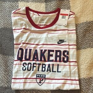 Nike Red and White Quakers Softball Tee